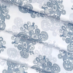 Shirt Fabric Raymond Polished Cotton Digital Printed Colour White n Blue