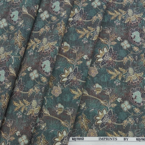 Shirt Fabric Raymond 100% Cotton Digital Printed Colour Blue N Green