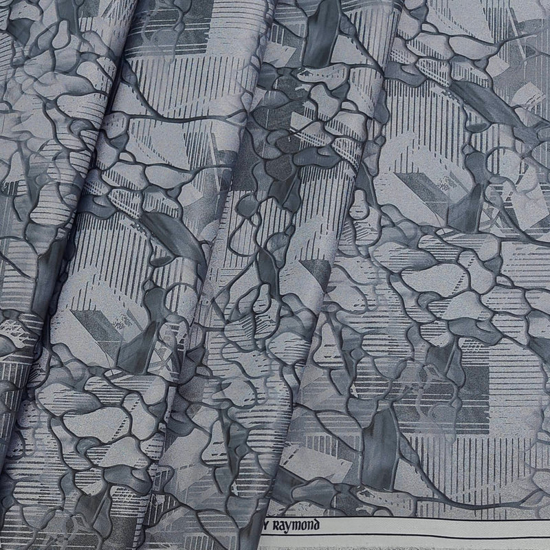 Shirt Fabric Raymond Polished Cotton Digital Printed Colour Light Black N Off White