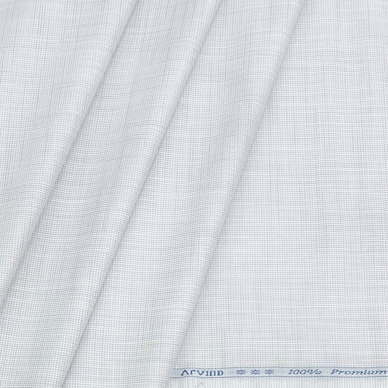 Shirt Fabric Arvind Giza Cotton  pin Check Colour Light Grey