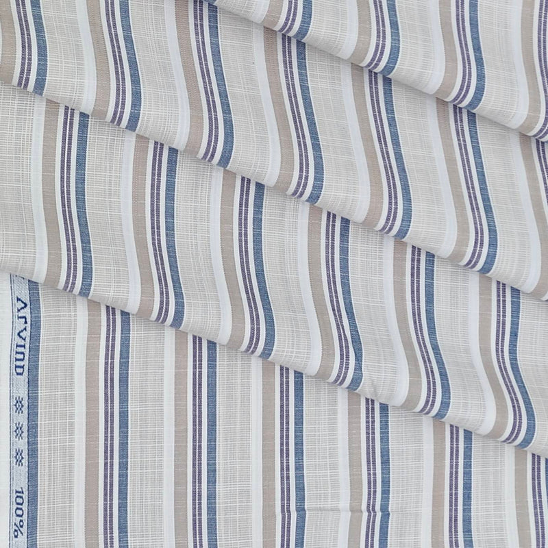 Shirt Fabric Arvind Giza Cotton Broad Lining Patta Colour Gray n Brown