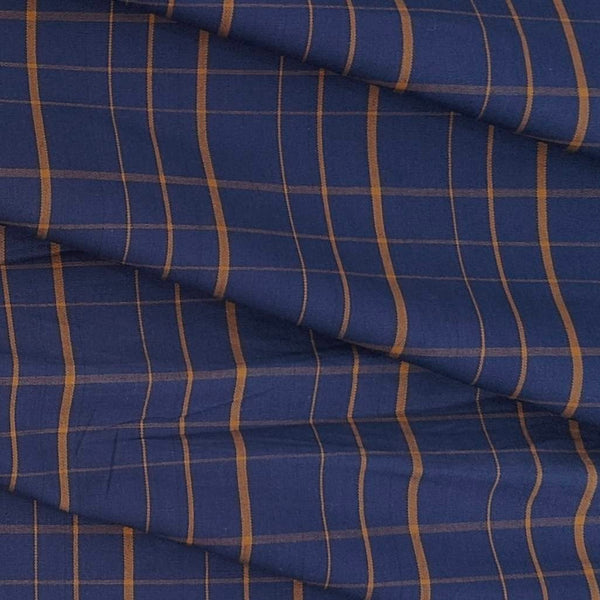 Shirt Fabric Arvind Giza Cotton Mix Check Colour Dark Blue