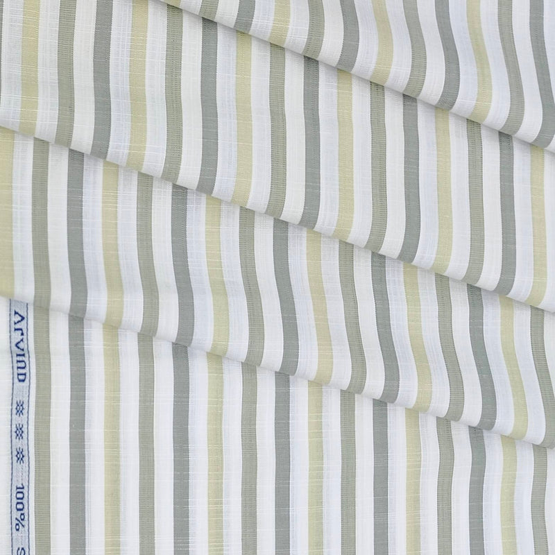 Shirt Fabric Arvind Giza Cotton  Lining  Colour Beige Green n yellow