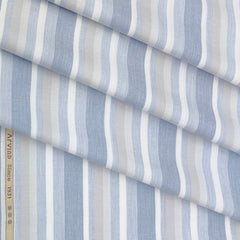 Shirt Fabric Arvind Giza Cotton Broad Patta Colour White Blue N Grey