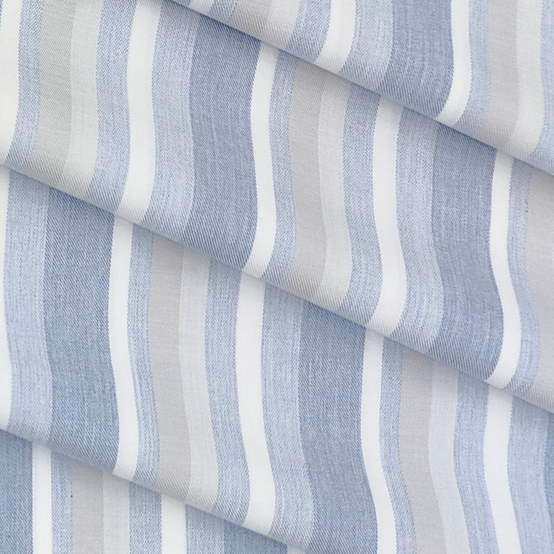 Shirt Fabric Arvind Giza Cotton Broad Patta Colour White Blue N Grey