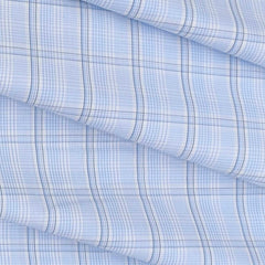 Shirt Fabric Arvind Giza Cotton Check Colour Light Blue