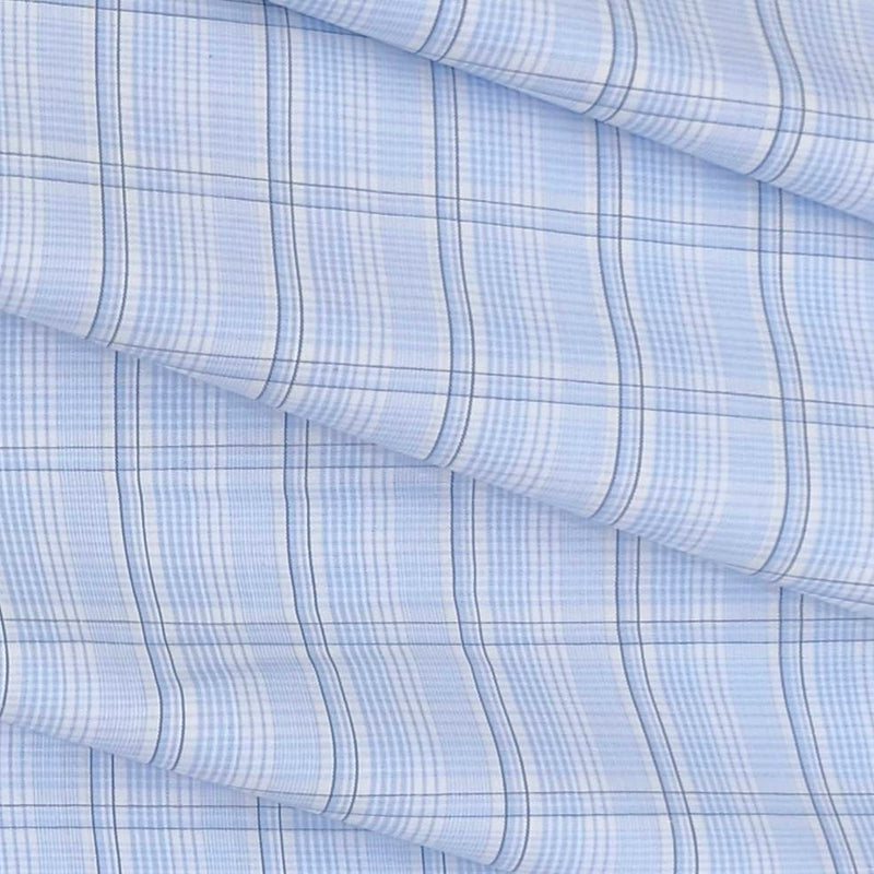 Shirt Fabric Arvind Giza Cotton Check Colour Light Blue