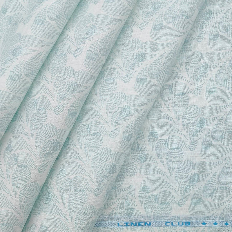 Shirt Fabric Linen Club Pure Linen Printed Colour Mint Green