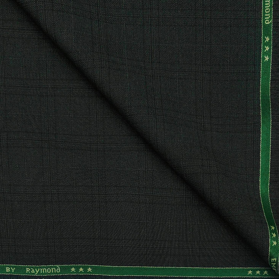 Trouser Fabric Raymond Check Colour Ever Green Fog