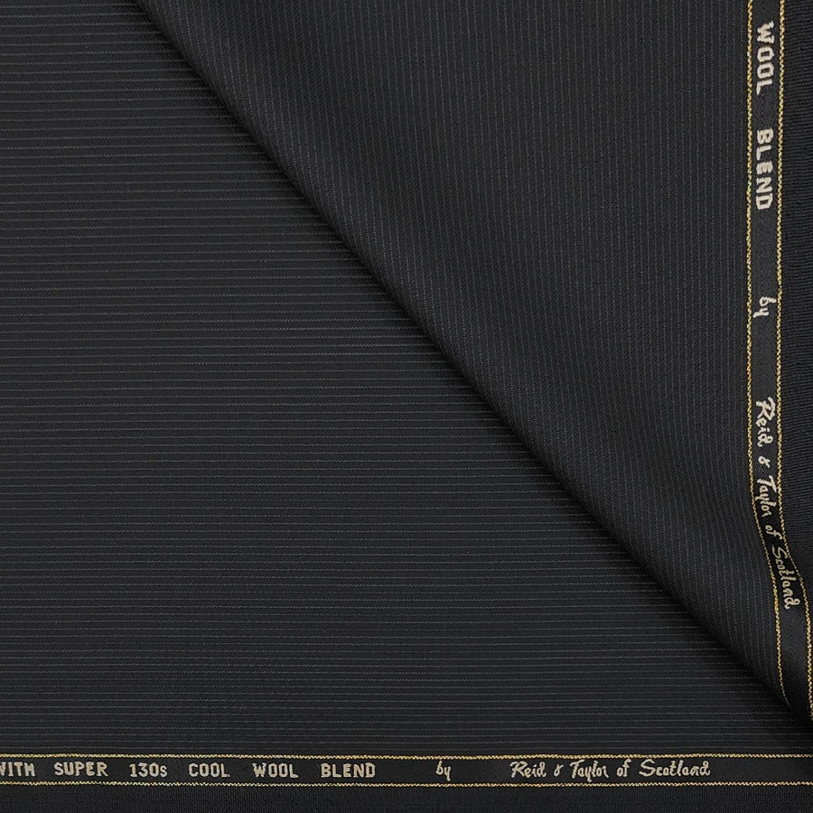 Trouser Fabric Reid & Taylor 130s Wool Blended Pin Lining Colour Black