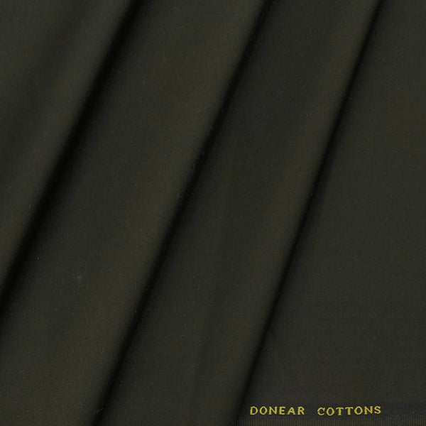 Trouser Fabric Donear Fine Pure Cotton stretchable Plain Colour Dark Olive Green