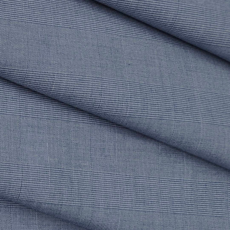 Trouser Fabric Donear Fine Pure Cotton stretchable Mild Check Colour Glaucous Blue