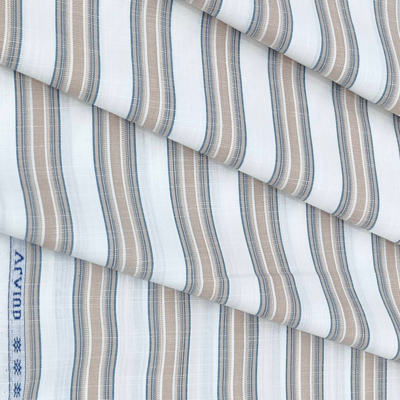 Shirt Fabric Arvind Giza Cotton Broad Lining Colour Light Brown N White