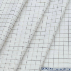 Shirt Fabric Arvind Giza Cotton Check Colour White