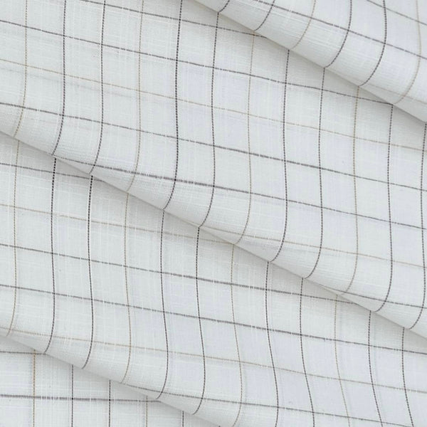 Shirt Fabric Arvind Giza Cotton Check Colour White