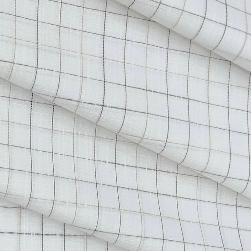 Shirt Fabric Arvind Giza Cotton Check Colour White