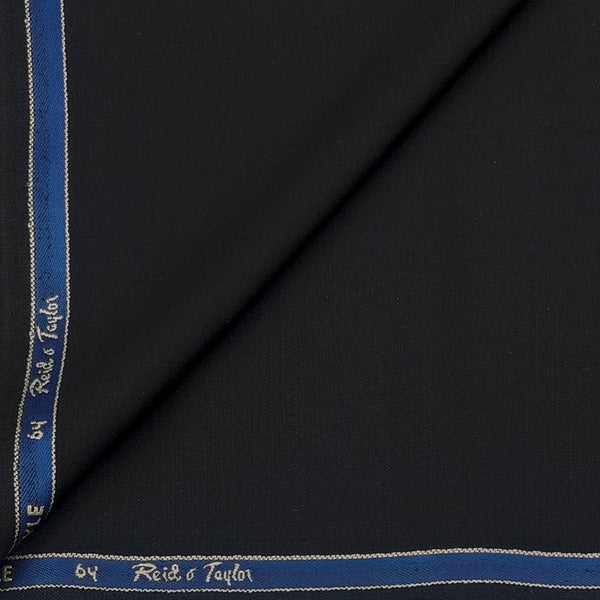 Trouser Fabric Reid & Taylor Super 100s Wool Blended Plain Colour Black