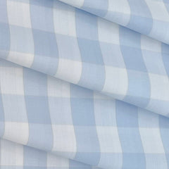 Shirt Fabric Raymond 100% Cotton Check Colour Light Blue N White