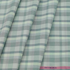 Shirt Fabric Raymond 100% Cotton Check Colour Light Greenish Grey