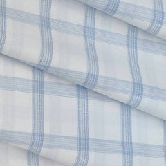 Shirt Fabric Raymond 100% Cotton Check Colour Light Blue N White