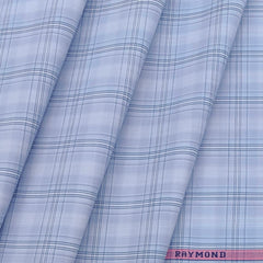 Shirt Fabric Raymond 100% Cotton Broad Check Colour Light Blue