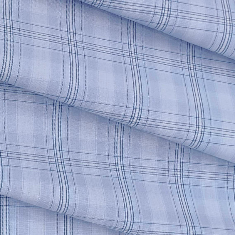 Shirt Fabric Raymond 100% Cotton Broad Check Colour Light Blue