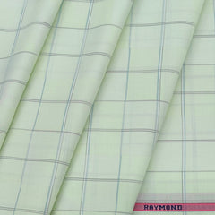 Shirt Fabric Raymond 100% Cotton Broad Check Colour Light Green N Off White