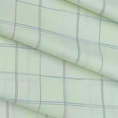 Shirt Fabric Raymond 100% Cotton Broad Check Colour Light Green N Off White
