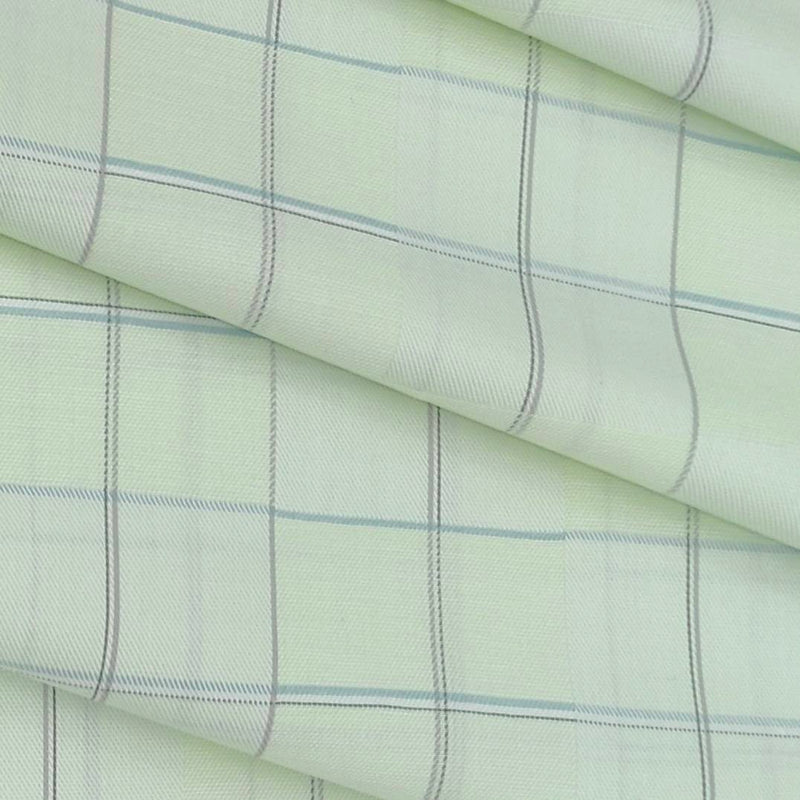 Shirt Fabric Raymond 100% Cotton Broad Check Colour Light Green N Off White