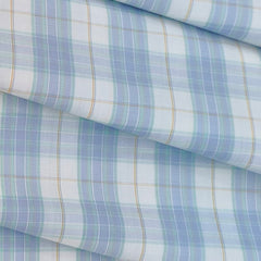 Shirt Fabric Raymond 100% Cotton Broad Check Colour Light Blue N White
