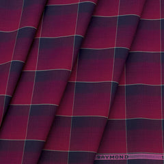 Shirt Fabric Raymond 100% Cotton Broad Check Colour Red N Dark Blue