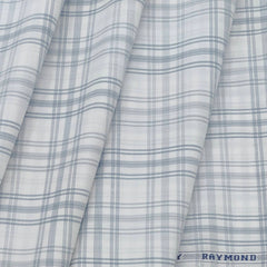 Shirt Fabric Raymond 100% Cotton Check Colour Light Blue N White