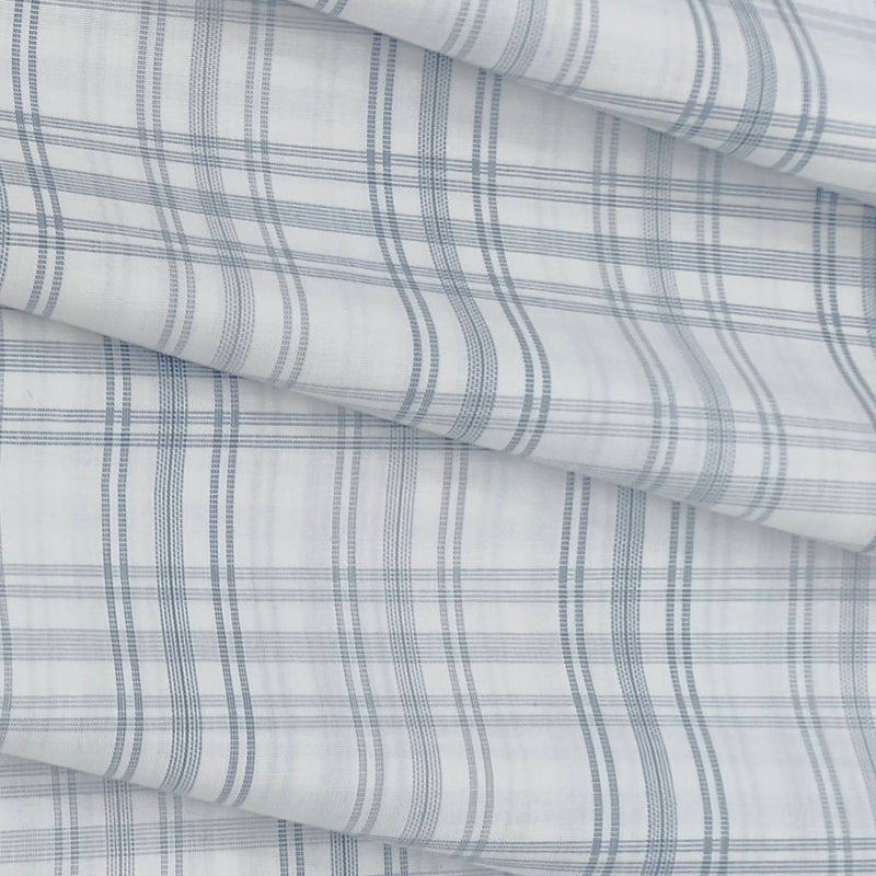 Shirt Fabric Raymond 100% Cotton Check Colour Light Blue N White