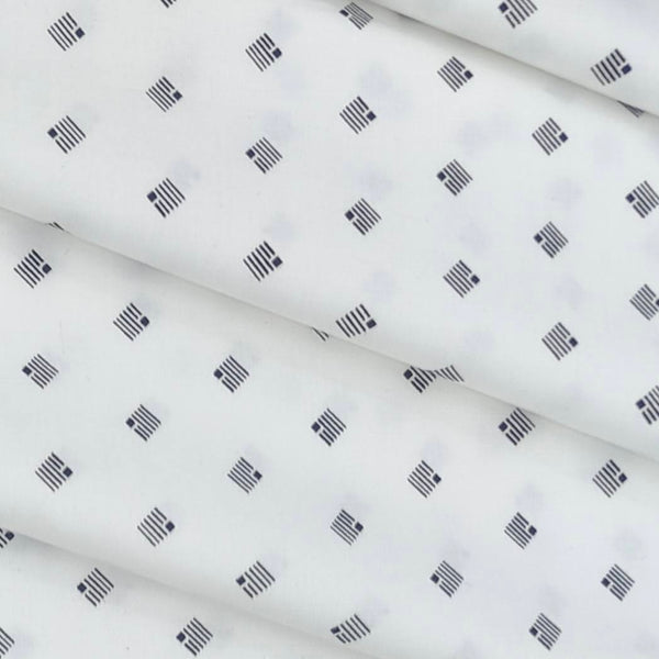 Shirt Fabric Raymond 100% Cotton Print Colour White