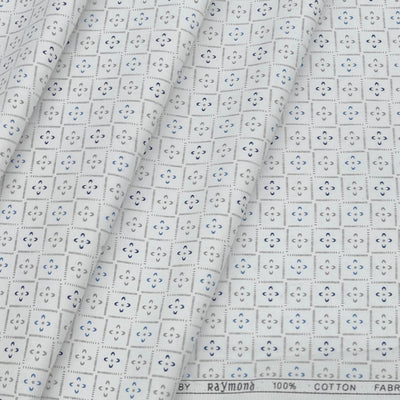 Shirt Fabric Raymond 100% Cotton Print Colour Light Blue N Light Yellow