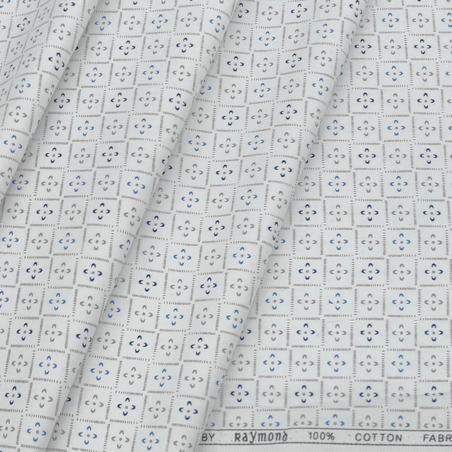 Shirt Fabric Raymond 100% Cotton Print Colour Light Blue N Light Yellow