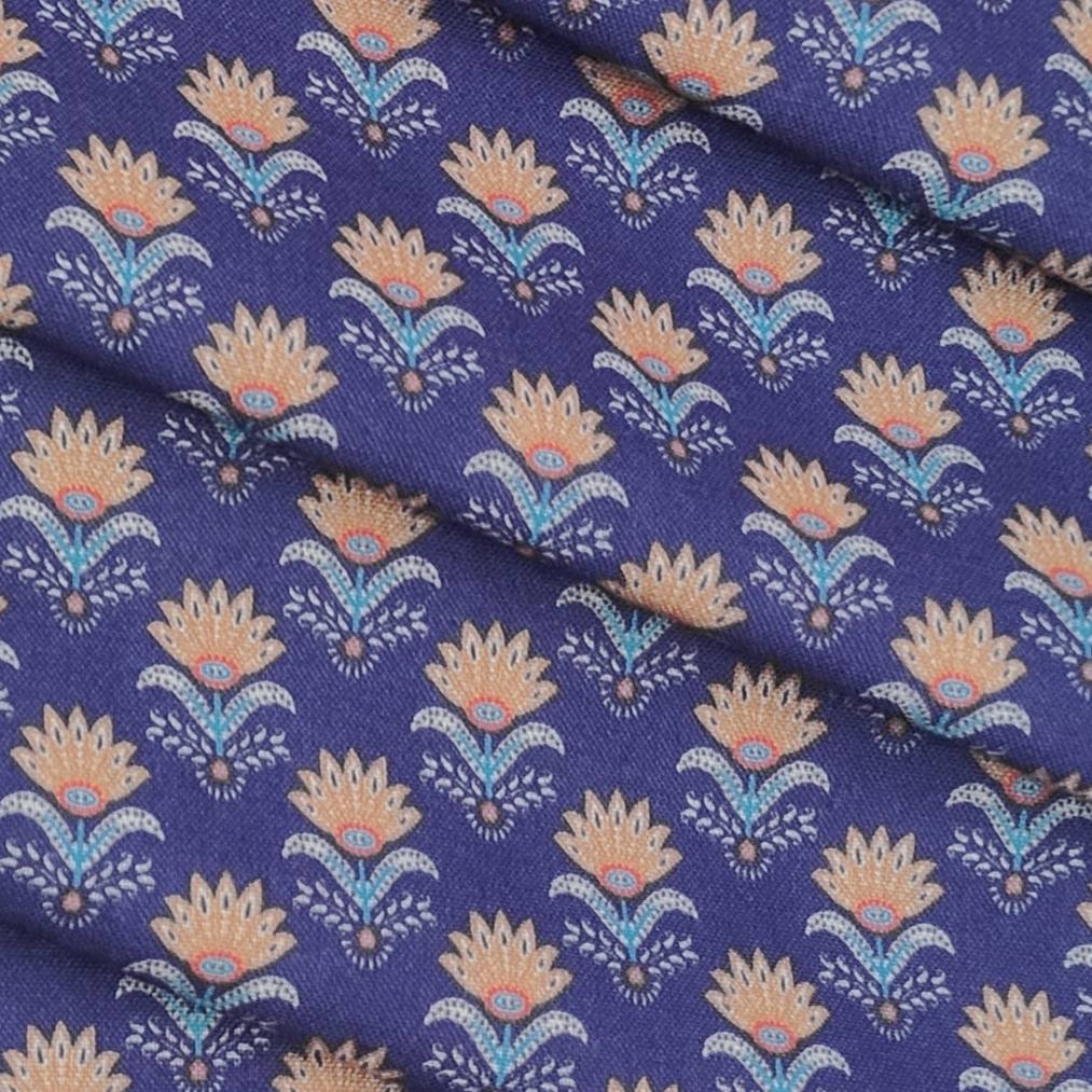 Shirt Fabric ManTire Polyester Viscose Digital Printed Color Patrick Blue