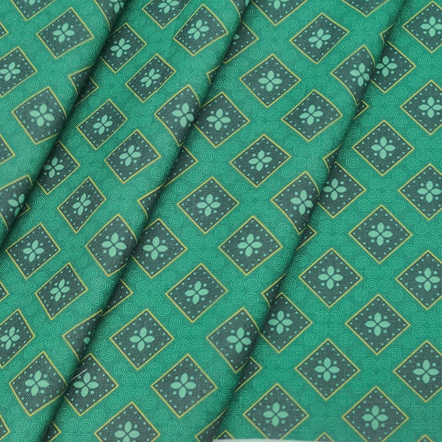 Shirt Fabric ManTire Polyester Viscose Digital Printed Color Bottle Green