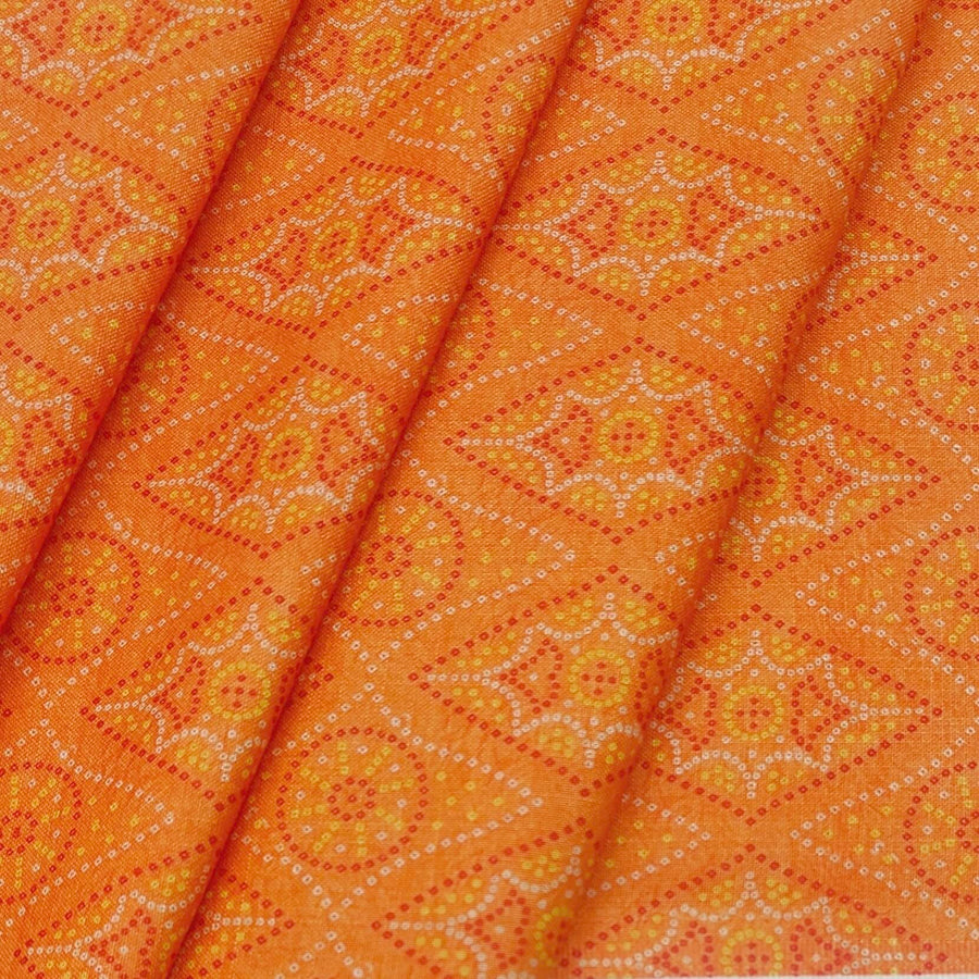 Shirt Fabric ManTire Polyester Viscose Digital Printed Color Vibrant Orange