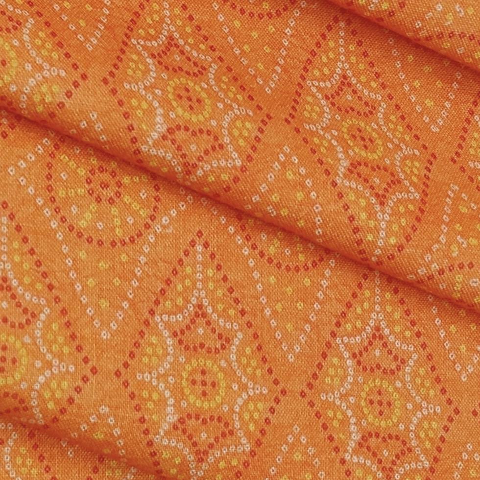 Shirt Fabric ManTire Polyester Viscose Digital Printed Color Vibrant Orange