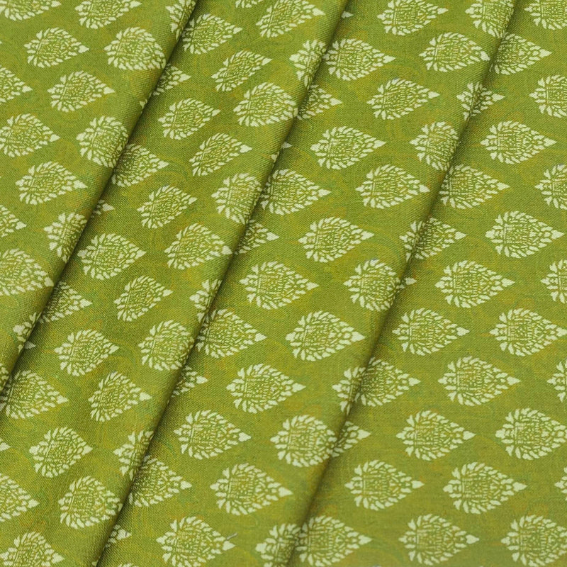 Shirt Fabric ManTire Polyester Viscose Digital Printed Color Sheen Green