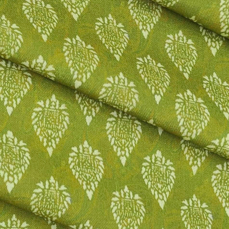 Shirt Fabric ManTire Polyester Viscose Digital Printed Color Sheen Green