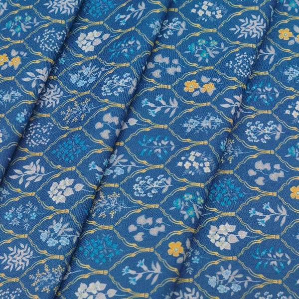 Shirt Fabric ManTire Polyester Viscose Digital Printed Color Denim Blue