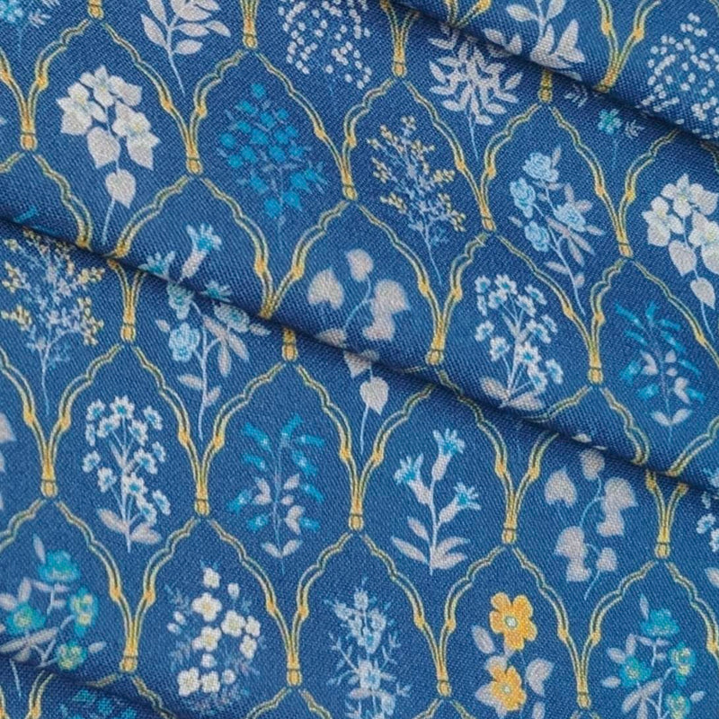 Shirt Fabric ManTire Polyester Viscose Digital Printed Color Denim Blue