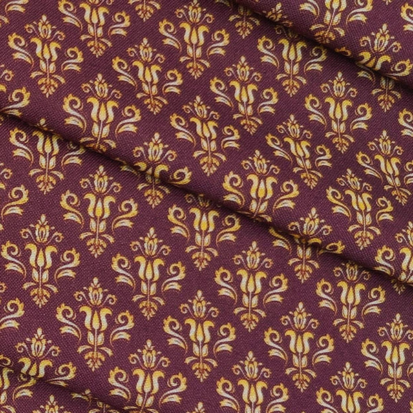 Shirt Fabric ManTire Polyester Viscose Digital Printed Color Kalamata Purple N Gold