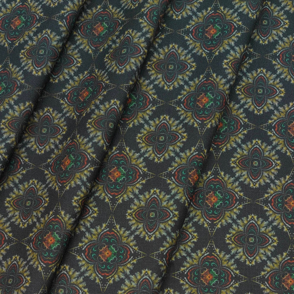 Shirt Fabric ManTire Polyester Viscose Digital Printed Color Greenish Dark Grey