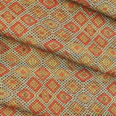 Shirt Fabric ManTire Polyester Viscose Digital Printed Color Red N Beige