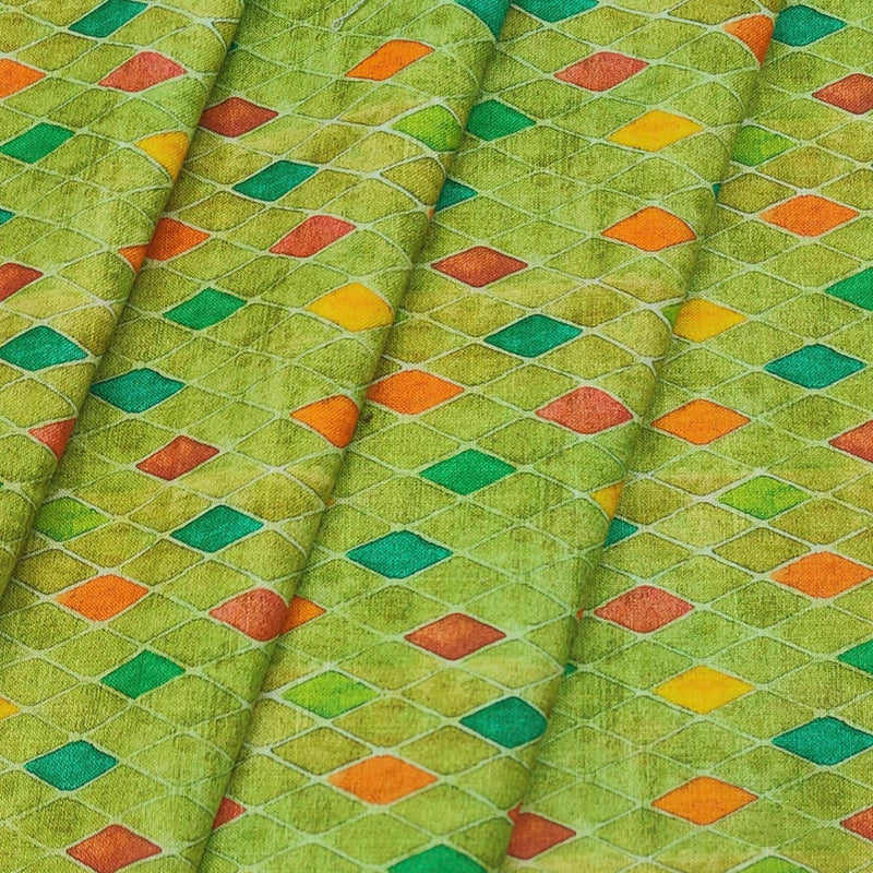 Shirt Fabric ManTire Polyester Viscose Digital Printed Color Green