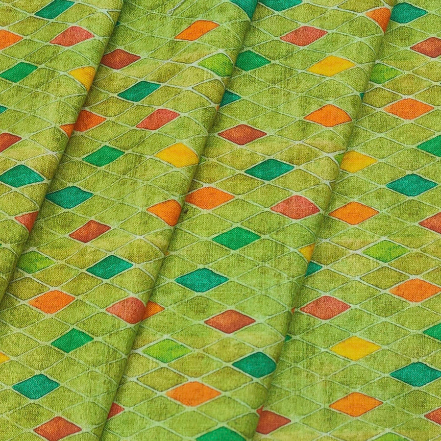 Shirt Fabric ManTire Polyester Viscose Digital Printed Color Green