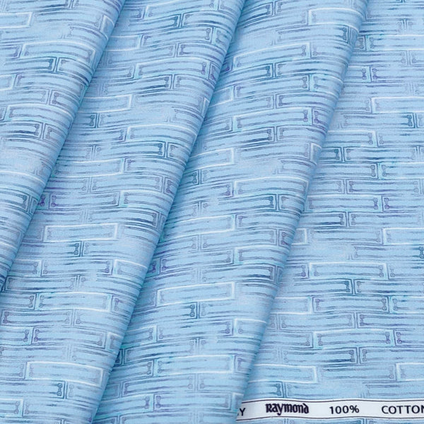 Shirt Fabric Raymond 100% Cotton Printed Colour Baby Blue